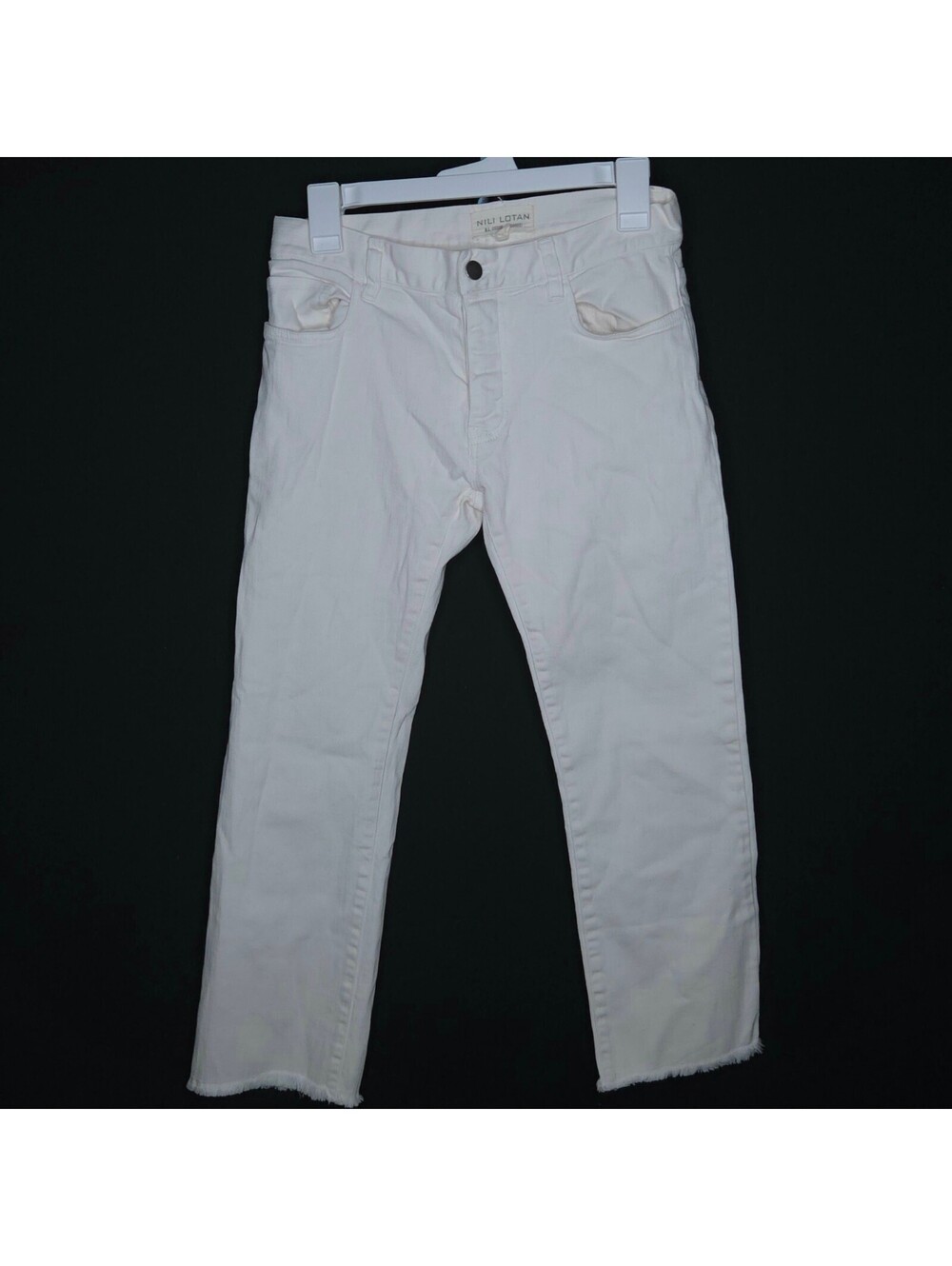 Nili Lotan Women's East Hampton Raw Hem Straight Leg Pants in Eggshell Sz 0